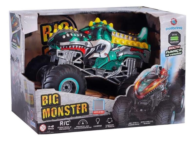 Carrinho Controle Remoto Big Monster Solta Fumaça Polibrinq